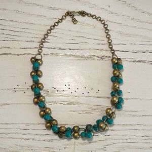 Vintage Brass and verdigris necklace.